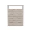 Peru L Four Drawer Dresser, Superior Top, One Open Shelf -Light Gray / White