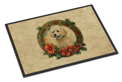 NEW Poodle Christmas Flowers Doormat Front Door Mat Indoor Outdoor Rugs for Entryway, Non Slip Washable Low Pile, 18H X 27W