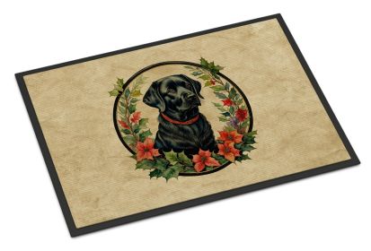 NEW Labrador Retriever Christmas Flowers Doormat Front Door Mat Indoor Outdoor Rugs for Entryway, Non Slip Washable Low Pile, 18H X 27W