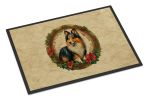 NEW Sheltie Christmas Flowers Doormat Front Door Mat Indoor Outdoor Rugs for Entryway, Non Slip Washable Low Pile, 18H X 27W
