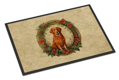 NEW Nova Scotia Duck Tolling Retriever Christmas Flowers Doormat Front Door Mat Indoor Outdoor Rugs for Entryway, Non Slip Washable Low Pile