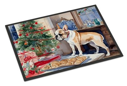 NEW French Bulldog Christmas Cookies Doormat Front Door Mat Indoor Outdoor Rugs for Entryway, Non Slip Washable Low Pile, 18H X 27W