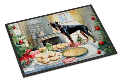 NEW Doberman Pinscher Christmas Cookies Doormat Front Door Mat Indoor Outdoor Rugs for Entryway, Non Slip Washable Low Pile, 18H X 27W