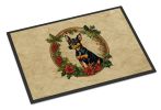 NEW Miniature Pinscher Christmas Flowers Doormat Front Door Mat Indoor Outdoor Rugs for Entryway, Non Slip Washable Low Pile, 18H X 27W