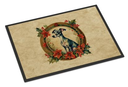 NEW Italian Greyhound Christmas Flowers Doormat Front Door Mat Indoor Outdoor Rugs for Entryway, Non Slip Washable Low Pile, 18H X 27W