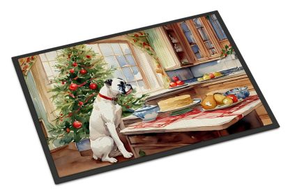 NEW White Boxer Christmas Cookies Doormat Front Door Mat Indoor Outdoor Rugs for Entryway, Non Slip Washable Low Pile, 18H X 27W