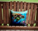 Loggerhead Sea Turtle Throw Pillow Machine Washable, Indoor Outdoor Decorative Pillow for Couch, Bed or Patio, 14Hx14W