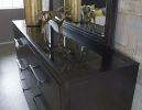 Modern Bedroom Furniture 1pc Dresser of 6x Drawers Charcoal Finish Glass Insert Top Stylish Gunmetal Tone Handles