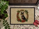 NEW Miniature Pinscher Christmas Flowers Doormat Front Door Mat Indoor Outdoor Rugs for Entryway, Non Slip Washable Low Pile, 18H X 27W