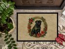 NEW Pug Christmas Flowers Doormat Front Door Mat Indoor Outdoor Rugs for Entryway, Non Slip Washable Low Pile, 18H X 27W