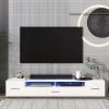 Extended, Minimalist Design TV stand with Color Changing LED Lights, Modern Universal Entertainment Center, High Gloss TV Cabinet for 90+ inch TV