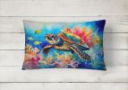 Nautical Collection Throw Pillow Throw Pillow for Indoor Couch Bed Outdoor Patio Washable, Loggerhead Sea Turtle 2807,12Hx16W