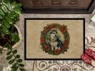 NEW Siberian Husky Christmas Flowers Doormat Front Door Mat Indoor Outdoor Rugs for Entryway, Non Slip Washable Low Pile, 18H X 27W