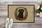 NEW Labrador Retriever Christmas Flowers Doormat Front Door Mat Indoor Outdoor Rugs for Entryway, Non Slip Washable Low Pile, 18H X 27W