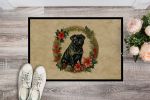 NEW Pug Christmas Flowers Doormat Front Door Mat Indoor Outdoor Rugs for Entryway, Non Slip Washable Low Pile, 18H X 27W