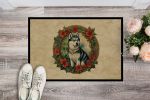 NEW Siberian Husky Christmas Flowers Doormat Front Door Mat Indoor Outdoor Rugs for Entryway, Non Slip Washable Low Pile, 18H X 27W