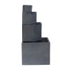 19.7x19.7x41.7" Gray Cement 4 Tier Block Water Fountain Outdoor