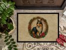 NEW Sheltie Christmas Flowers Doormat Front Door Mat Indoor Outdoor Rugs for Entryway, Non Slip Washable Low Pile, 18H X 27W