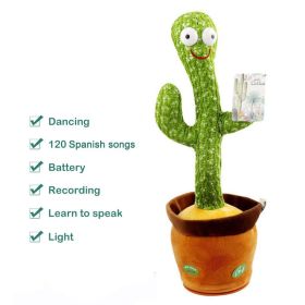 Dancing Talking Cactus Toy Mexican Style Dancing with Lighting Singing Cactus Recording and Repeat Your Words Plush Toy for Kids (Ships From: CN, Color: Battery Spanish song)