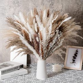 60/62/76/80/85/100pcs Boho Pampas Grass Bouquet Home Decor Floral Dried Flowers Wedding Arrangements Natural Reed Bunny Tails (Ships From: China, Color: 80pcs)
