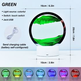 2023 Creative 3D Moving Sand Art Night Light Quicksand Painting Table Lamp LED Lights Hourglass Christmas Gift Home Office Decor (Ships From: CN, Emitting Color: Green)