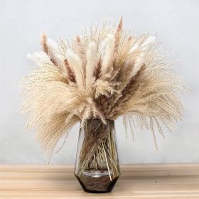 62/100/109pcs Natural Dried Pampa Grass Bouquet Phragmites Dried Flower Boho Home Decor Bouquet Room Holiday Wedding Party Decor (Ships From: China, Color: 62pcs)
