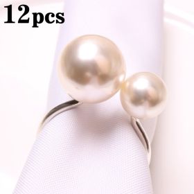2023 Elegant Pearls Napkin Rings Metal Napkin Holders U-Shaped Napkin Buckle Wedding Gifts Party Christmas Festival Table Decor (Ships From: CN, Color: 12pcs silver)