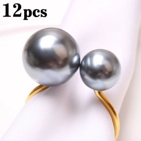 2023 Elegant Pearls Napkin Rings Metal Napkin Holders U-Shaped Napkin Buckle Wedding Gifts Party Christmas Festival Table Decor (Ships From: CN, Color: 12pcs grey)