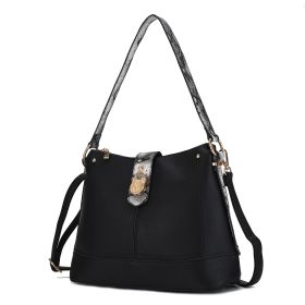 MKF Collection Ezra Snake embossed Vegan Leather Women Shoulder Handbag by Mia K (Material: Vegan Leather, Color: Black)