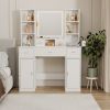Newly designed smart mirror dressing table with drawers and storage cabinet, dressing table with dressing pad for bedroom, dressing room